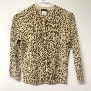 J.Crew Animal Print 100% Wool Cardigan, Size S